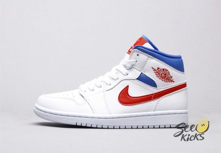 Air Jordan 1 Mid White Red Royal 36-46