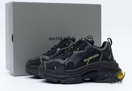Balenciaga Triple S Allover Logo Black Green(W) SIZE: 35-45