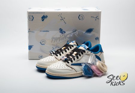 Jordan 1 Retro Low OG SP Fragment x Travis Scott Sail Military Blue DM7866-104 Size 36-48.5