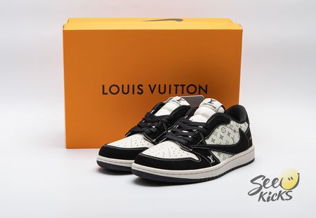 Travis Scott x Fragment Design x Air Jordan 1 Low OG SP LV Black Off White Grey LX1988-200 size 36-46