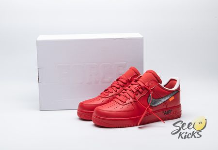 NIKE AIR FORCE 1 LOW OFF WHITE RED AO4297-600 Size 36-47.5